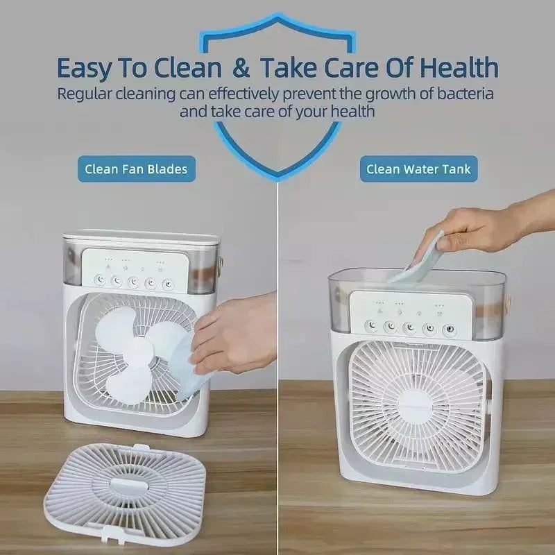 Ventilador Portátil Recargable con Luz LED Ambiental