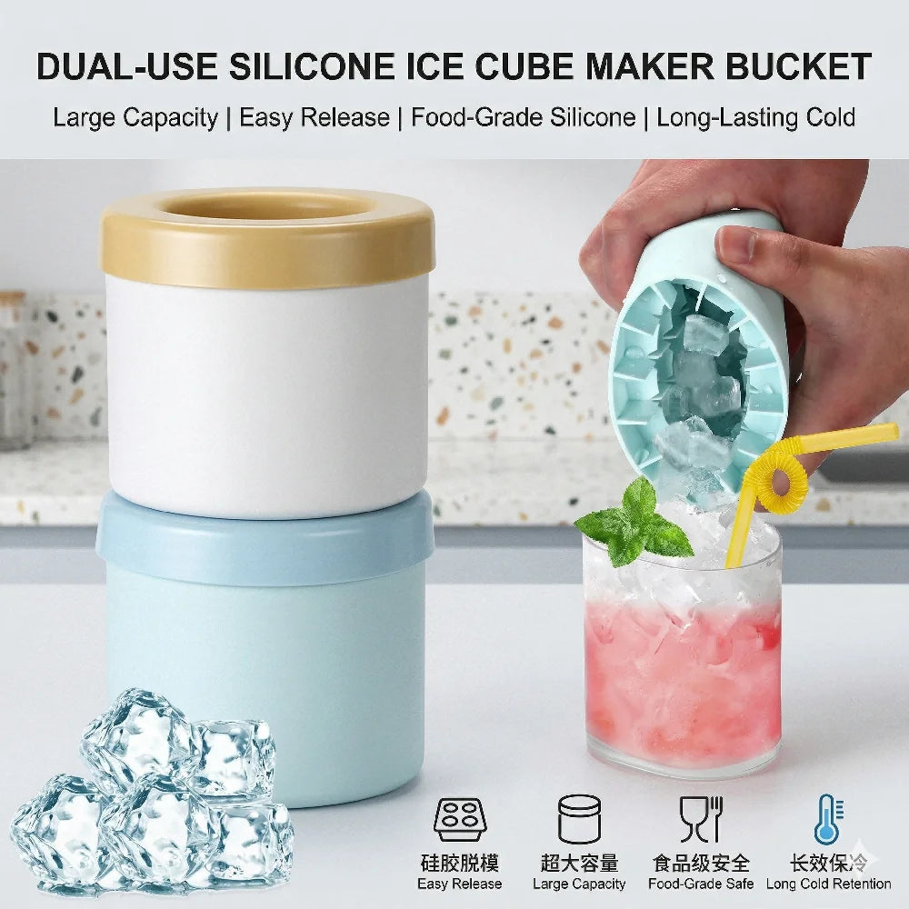 Molde de Hielo Redondo de Silicona - Hielera Práctica para Todos los Usos