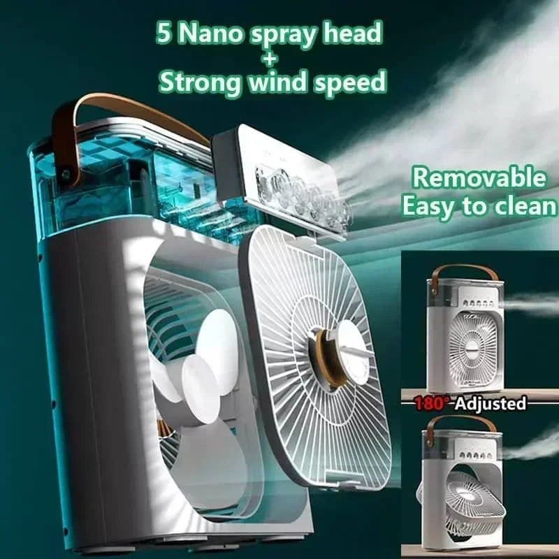 Ventilador Portátil Recargable con Luz LED Ambiental