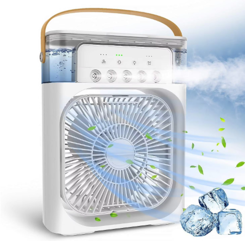 Ventilador Portátil Recargable con Luz LED Ambiental